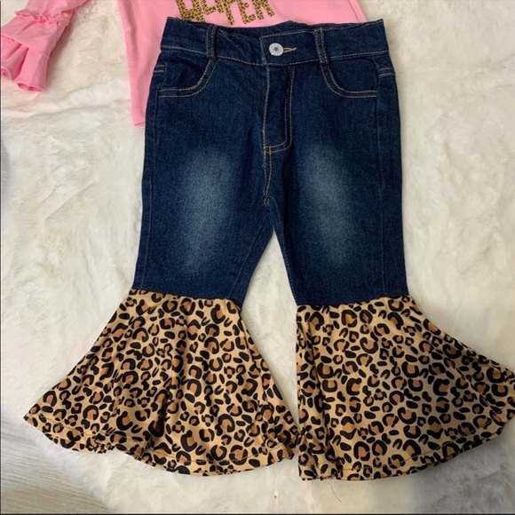 Crazy Heifer Leopard Print Bell bottom 3 Piece Set NWT, Baby Girl, Toddl… - Picture 5 of 5